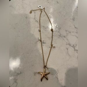 Long Gold Starfish Necklace
